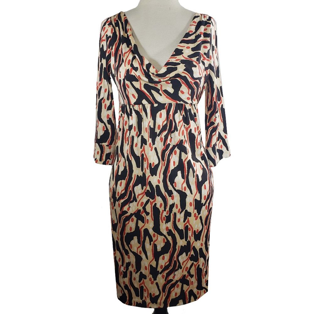 Diane Von Furstenberg cowl neck silk dress w/pocke